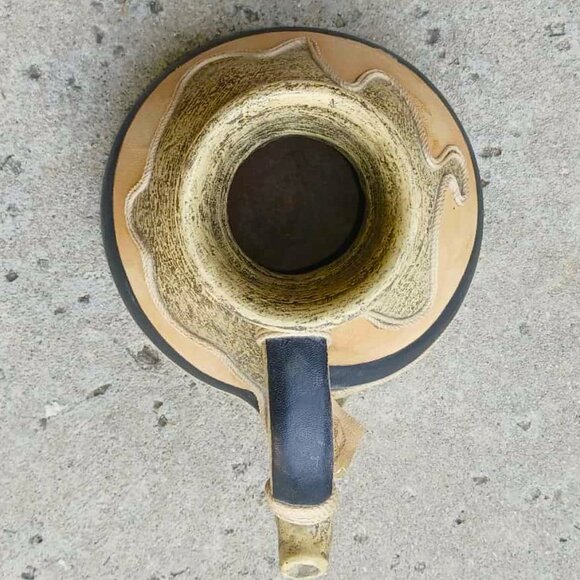 Handmade ANXI Chilean Leather and Rattan Wrapped Ceramic Art Pottery Jug - Picture 5 of 12